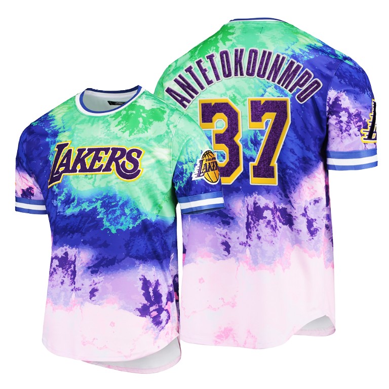 Men's Los Angeles Lakers Kostas Antetokounmpo #37 NBA Pro Standard Dip-Dye Whole New Game Purple Basketball T-Shirt OVS2383AD